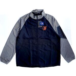 NWT Dunbrooke Baltimore Orioles Windbreaker Jacket, Black/Grey, Men’s Size Large